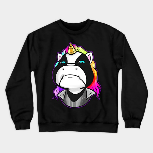 Head of Black Metal Unicorn Crewneck Sweatshirt by SinBle